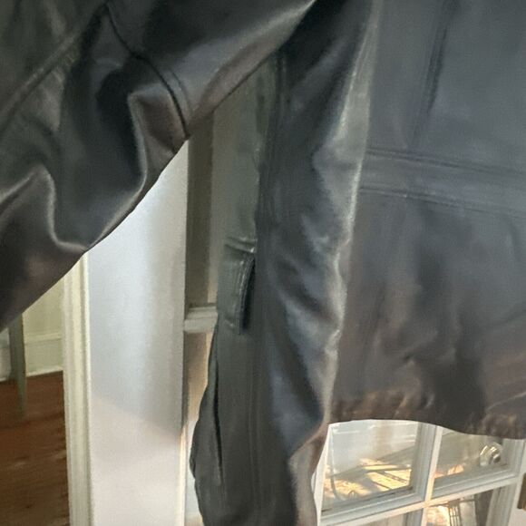 LA LEATHER California Leather Black Lined Coat Men's XL Button Vintage Jacket - Picture 14 of 16